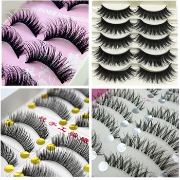 

1set/10 Pairs Handmade Fake False Eyelash Lashes Volume Lashes Natural Transparent Stem Beauty Mink Eyelash Extensions Maquiagem