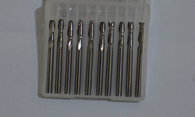 

10x Double Flute Spiral Cutter 3.175x22mm CNC Router Bits Wood Acrylic Drill
