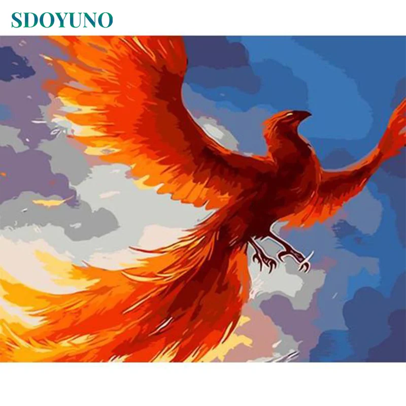 

SDOYUNO Phoenix of Fire Frame Paint By Numbers For Adults DIY Wall Decor Painting By Numbers on Canvas Wall Art For Unique Gift