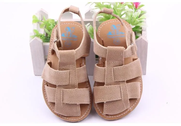 Новый Летний стиль Повседневное нубук мягкий Сандалии для девочек 0-12 месяцев для маленьких мальчиков Обувь 11-13 см