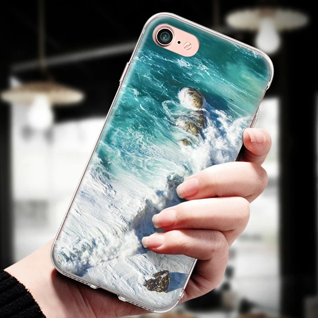 Чехол для iPhone 4, 4S, 5, 5S, SE, 6, 6 S, 7, 8 Plus, X, XR, XS Max, TPU, Fundas, защита от солнца, пляжа, морской воды, океанских волн, силиконовый чехол для телефона - Цвет: 3277