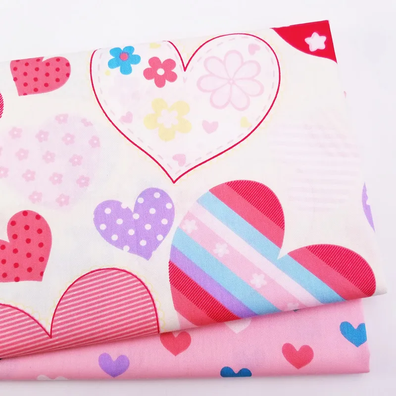 

Pink Heart Kids Twill Cotton Fabric Cotton Patchwork Cloth,DIY Sewing Quilting Fat Quarters Material For Baby&Child