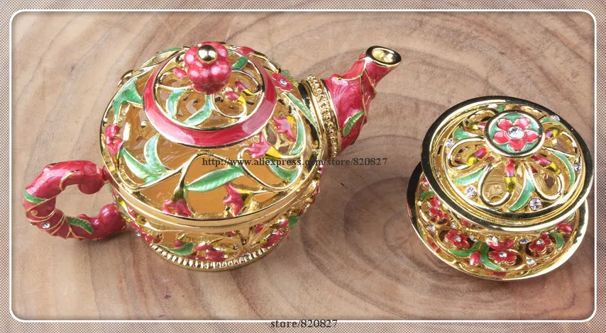 Kettle Metal Jewelry Gift Box Kettle Trinket Box Tea Pot Kettle Watering Can Trinket Ring Box TeacupJewelry Box ( Set of 2) 