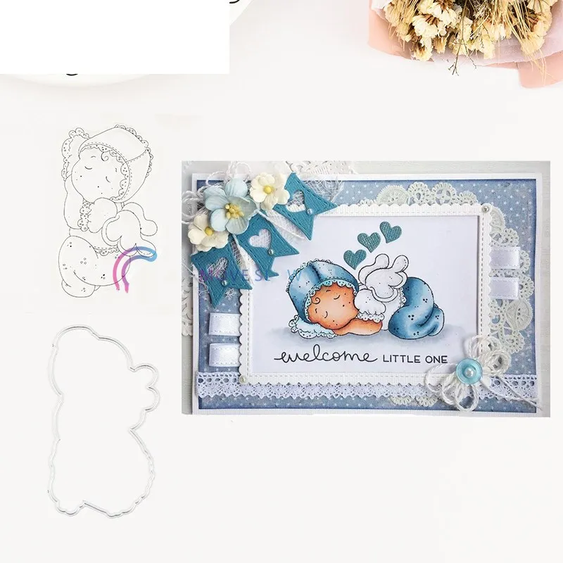 

Transparent Rubber Silicone Clear Stamps and metal cutting dies for Tampons Seal Card Making Diy baby