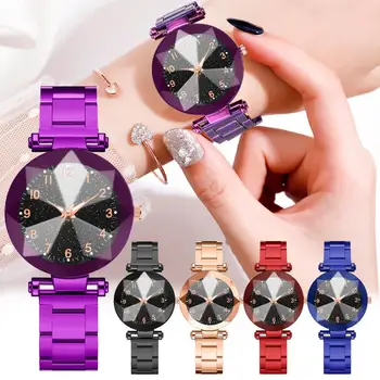 

Luxury ladies watch magnet stainless steel mesh with starry fashion diamond female luminous shining quartz watch relogio feminin