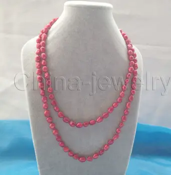 

FREE shipping> >>> Pretty 45" 9-12mm red baroque freshwater pearl necklace