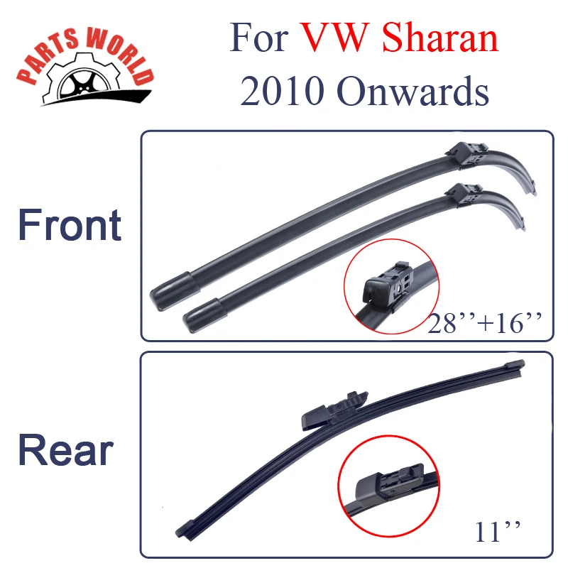 Combo Front And Rear Wiper Blades For VW Sharan 2010 Onwards,Windscreen