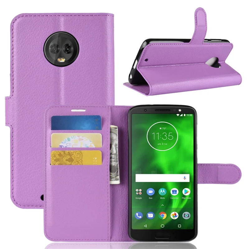 Чехол для Motorola MOTO G6 кожаный чехол с откидной крышкой полностью защищающий заднюю