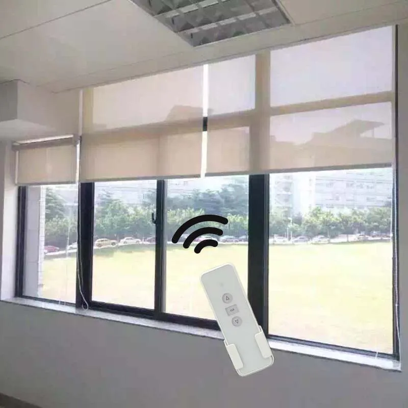 

silent motorized roller shade with sunscreen fabric , big size customed, compatible with home automation