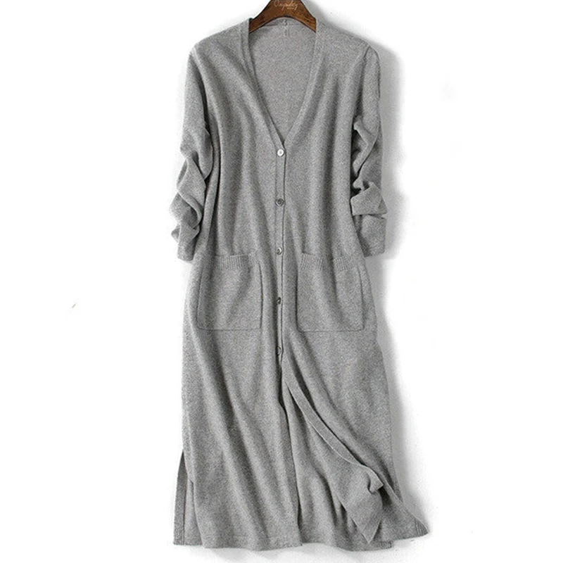 

JINJIAXIAN's new long woolen sweater overlap jacket, thin sweater, long sweater, large size maternity dress