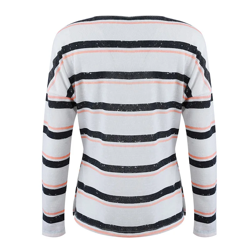 Qunndy Sexy V Neck Striped Knitted Sweater Women Pullover Hollow Out 2018 Winter Cashmere Ladies Sweaters Streetwear Jumper (9)