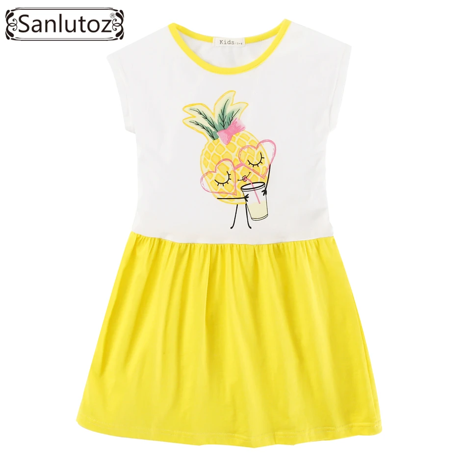 Sanlutoz-robe princesse pour filles | Vêtements en coton, ananas, vêtements de marque d'été pour tout-petits, à la mode, pour vacances 2017