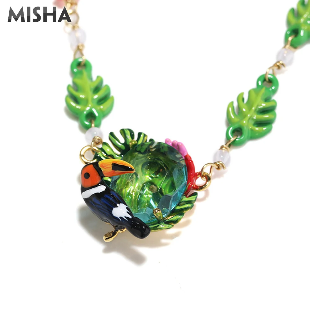 MISHA, шикарные ювелирные наборы для женщин, ожерелье, серьги, тропический лес, дизайн ручной работы, эмалированная глазурь, свадебные, вечерние ювелирные наборы