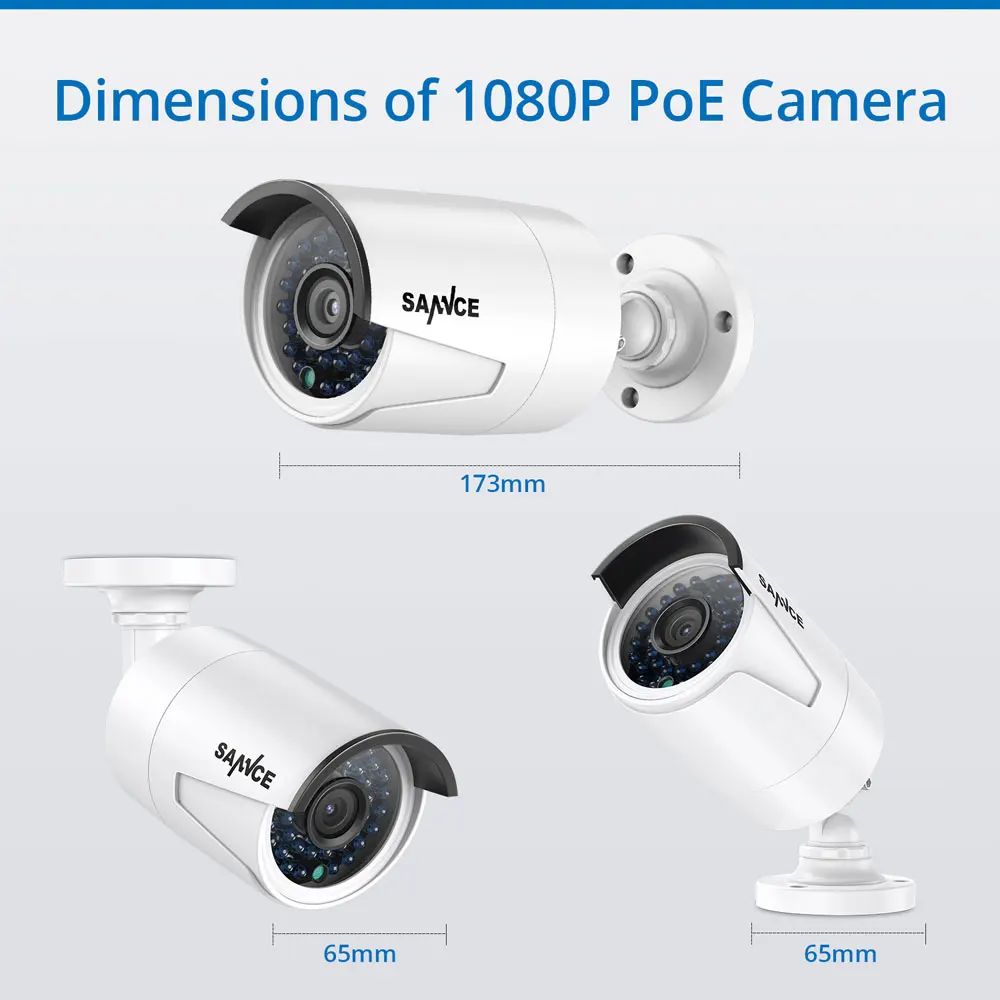 SANNCE 4CH 1080 P HDMI P2P POE NVR Системы Видеонаблюдения Видео Выход 4 ШТ. 3000TVL 2.0MP Ip камера