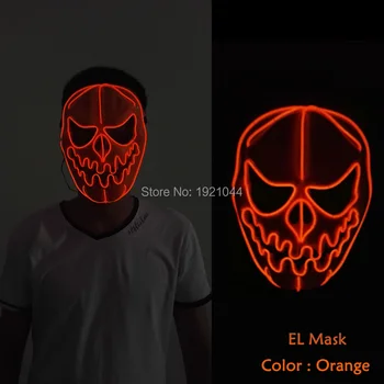 

2020 Glowing Sound Activated Flashing Halloween Pumpkin faces Mask EL wire Flexible LED Neon light For carnival Party Decoration