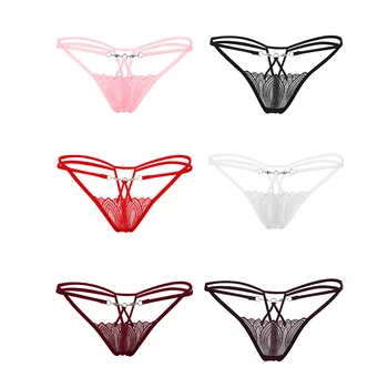 

Low Waist G-string Transparent T-back Briefs Underwear Women Erotic Lingerie Sexy Lace Flowers Panties Fashion Summer Underpants
