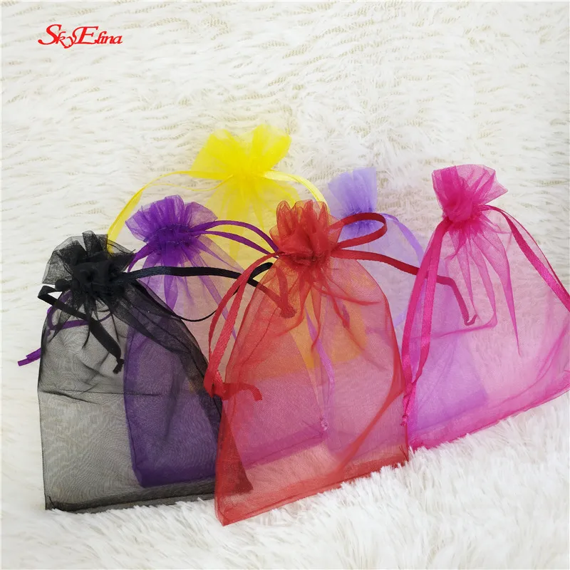 25PCS/bag 29*39cm Drawable Organza Jewelry Packaging Display Pouches Bags For DIY Gift Wedding Party Decoration 7ZSH321-25