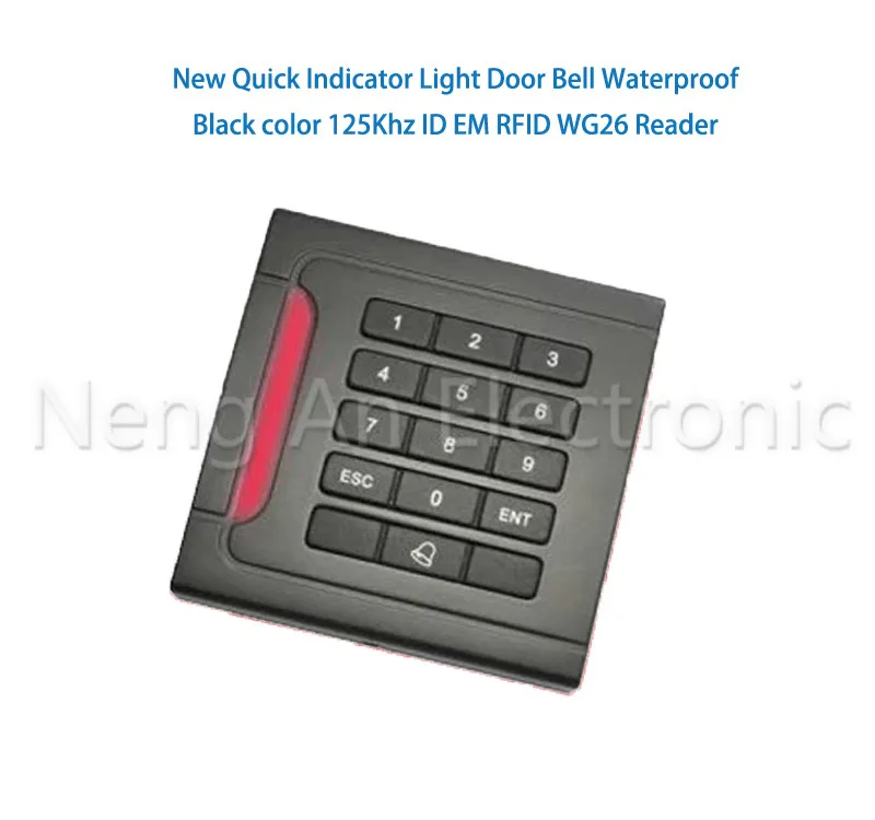 

Red Index Light Waterproof Black color Beep125Khz RFID Reader WG26/34 Readercard reader keyboard