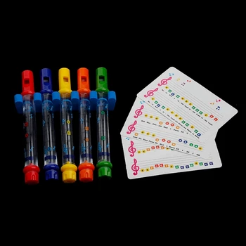 

1 Set of 5 Water Flutes Music Song Sheets Instruments Kids Fun Children Bath ToyRamadan Festival GiftRamadan Festival Gift