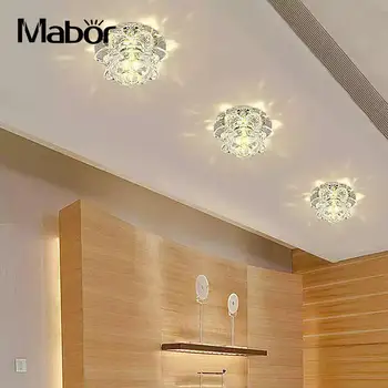 

LED Lamp Simple Crystal Fixture Aisle Hallway Chandelier Lotus Light Artistic
