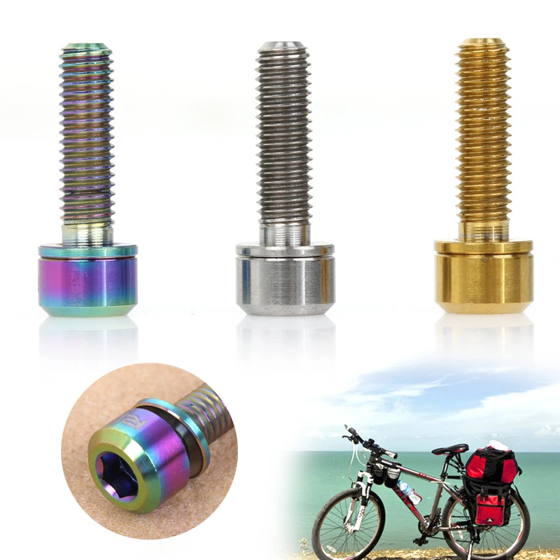 D20536 6 x Bicycle Stem Bolts Titanium M5*18mm With Washer Bike