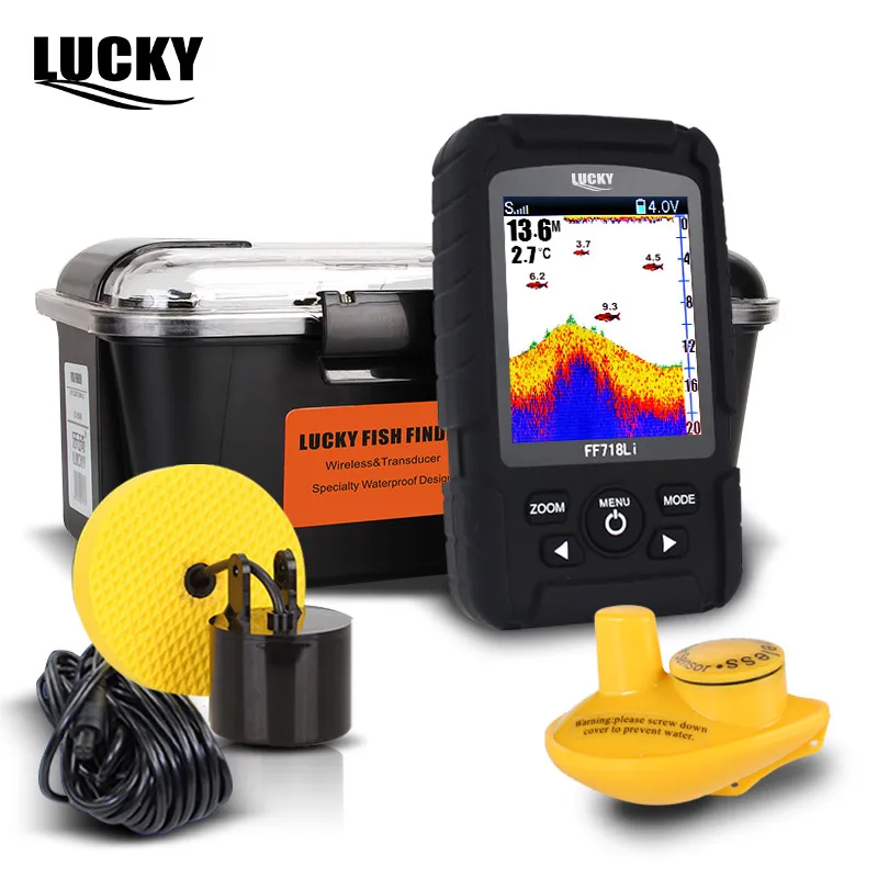 

LUCKY FF718LiC 328ft /100m depth Fishfinder Sonar Transducer 2-in-1 Wired & Wireless Sensor Portable Waterproof Fish Finder