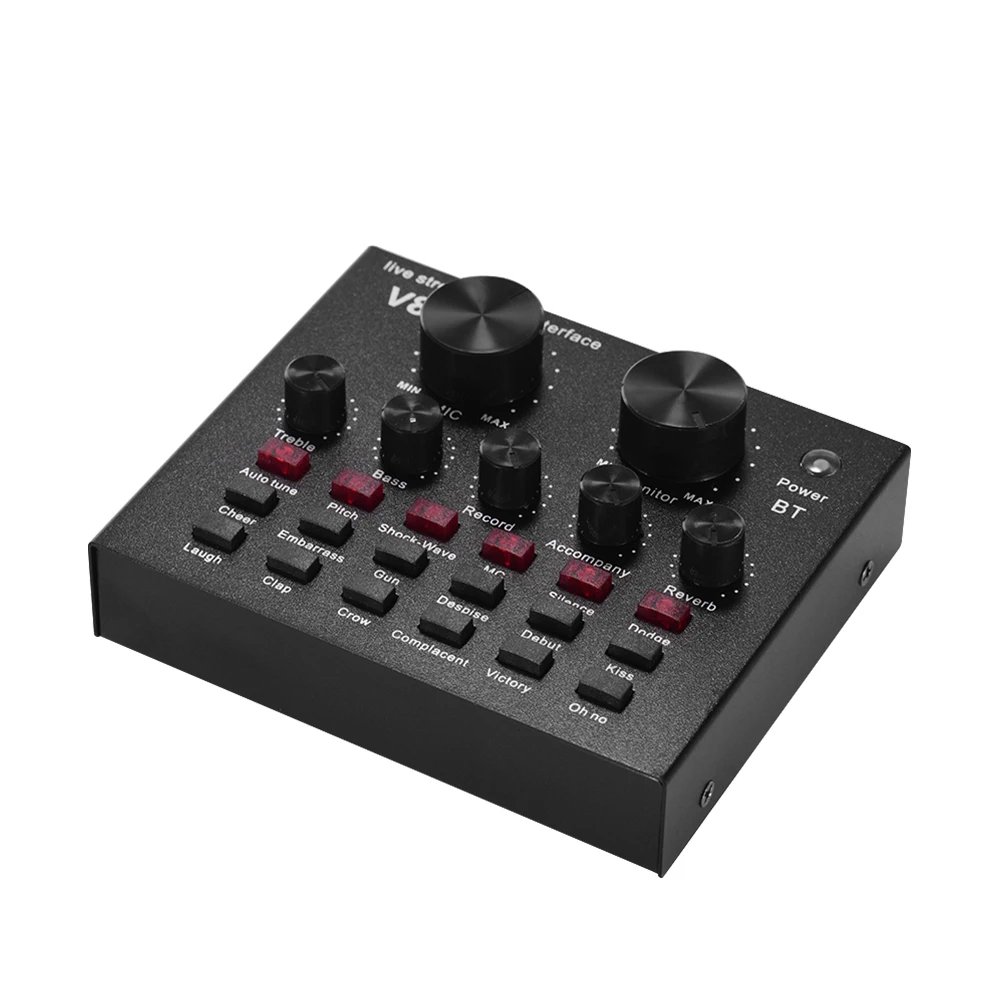 

Mixing Sound Card USB Audio Interface with Multiple Sound Effects Built-in for Singing Shouting Live Streaming Chating Music Recording