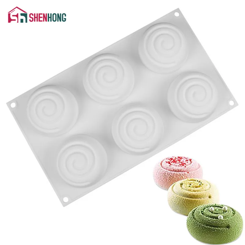 

SHENHONG 6 Holes Ripple Silicone Mould Drip Art Mousse Cake Mold For Baking Home Party Wedding silikon Moldes silicona Baking