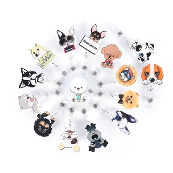 

1pcs Mini Cartoon Dog Retractable Badge Reel Student Nurse Exihibiton ID Name Card Badge Holder Office Supplies Badge Holder