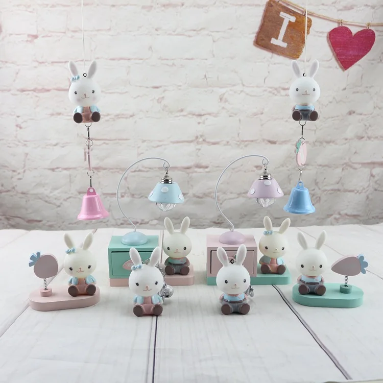 

1PC Resin Cake Decative Home Decoration Accessories Rabbit Figurine Kawaii Accessories Miniature Figurines MO 012
