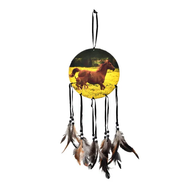 New 1PCS Handmade Horse Dream Catcher With Feathers Wall Hanging