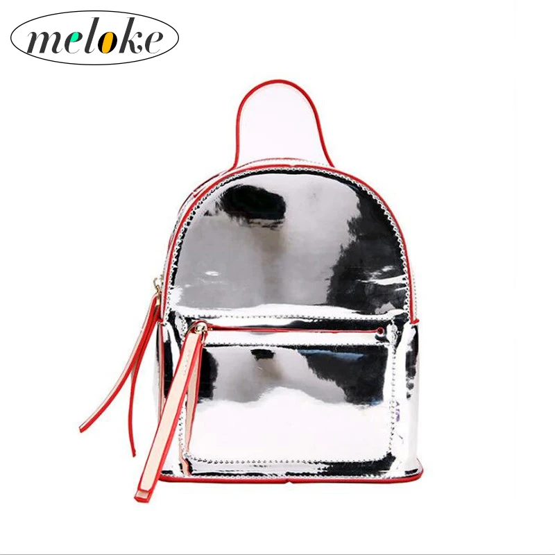 

Meloke 2018 top quality patent leather backpacks candy color mini travel bags Multifunctional bags drop shipping M37