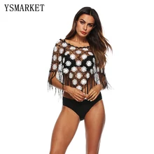 F074 été plage maillot de bain Transparent dentelle imprimé neige hauts Blouse chemise écharpe décontracté surdimensionné rétro Pashmina(China)