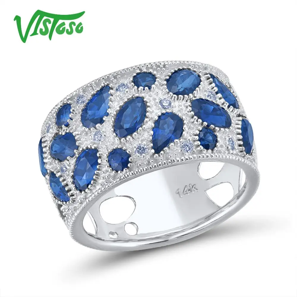 VISTOSO 14 K кольца из белого золота для женщин подлинные сверкающие бриллианты