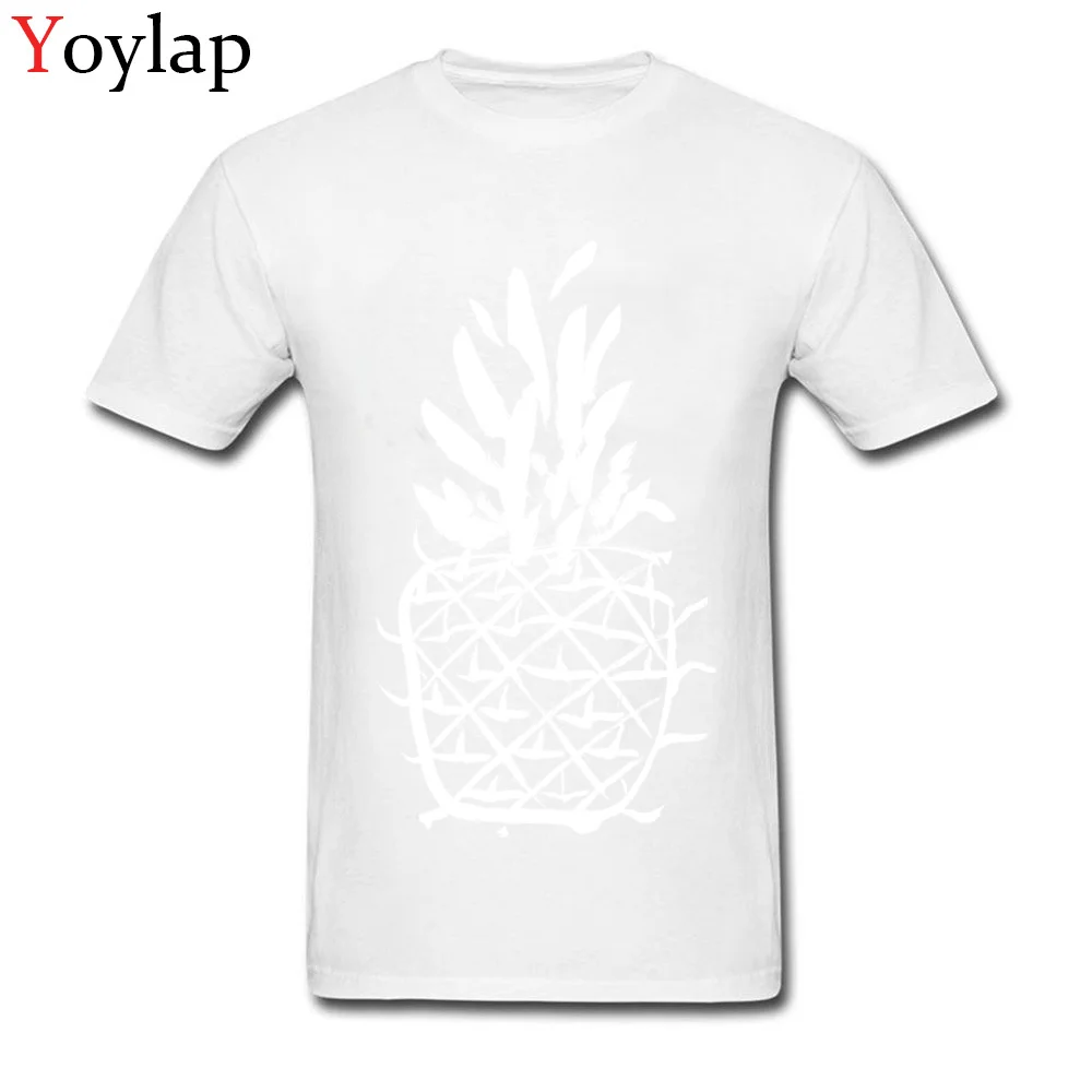 Hot Sale Casual Tops Tees Standing pineapple Fall Short Sleeve 100% Cotton Round Collar Mens T Shirt Casual Tee-Shirts white