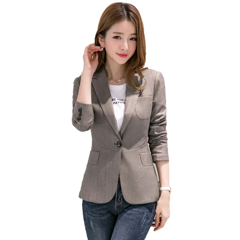 Fmasuth 2018 Winter Blazers Women Jacket 4XL Plus Size Full Sleeve Single Button Ladies Coat