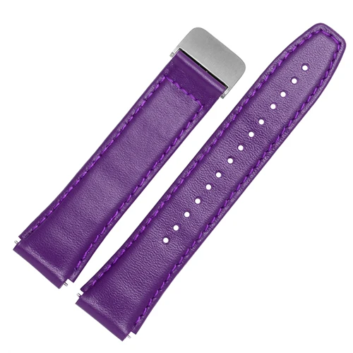 Soft calf leather strap striped watch band for HUAWEI B5 smart Bracelet replacement wrist strap - Цвет ремешка: Purple D