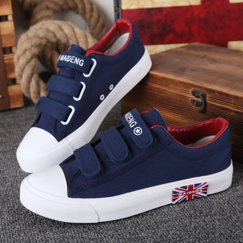 white canvas running shoes