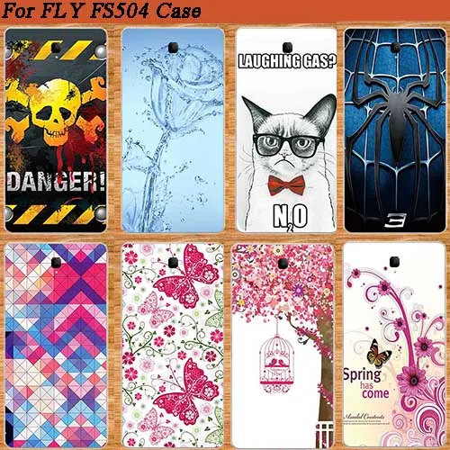 

For Fly FS504 Cirrus 2 Cover Case, 8 Patterns Fashion design DIY Colored Painted Cover For Fly FS504 Phone Case Hot Sale
