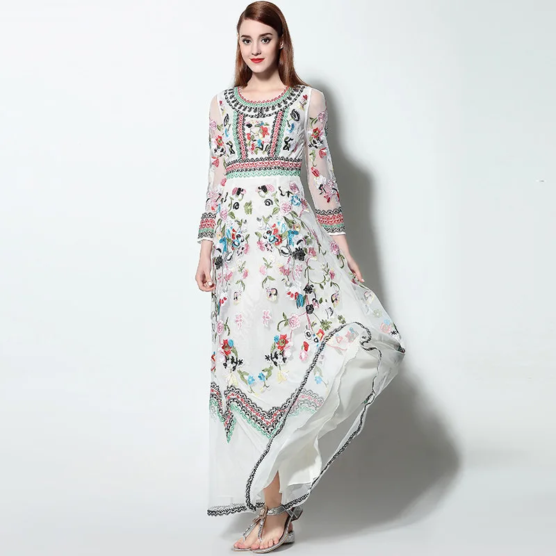 13++Luxus Kleid Blumenstickerei
