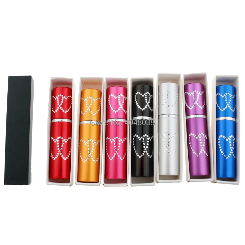 5 ML Portable Spray Pump Bottle Metal Housing Empty Cosmetic Atomizer Diamond Heart Perfume Refillable Bottle Sample Trial Vials (4)