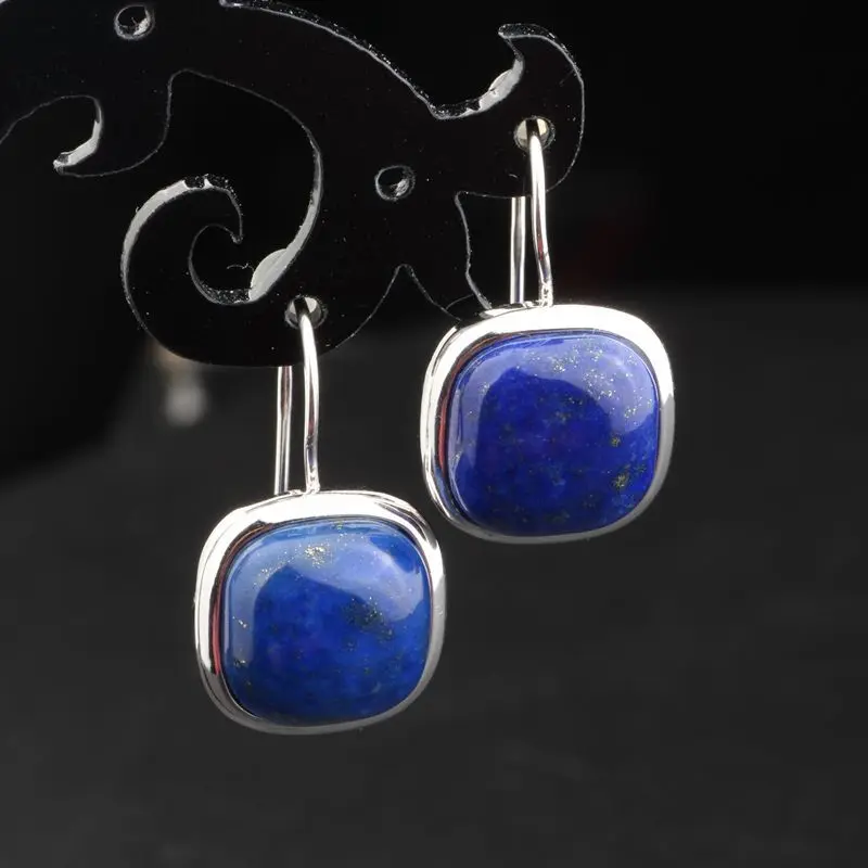 Женские серьги подвески из серебра 925 пробы с натуральным квадратом|earrings for|earrings
