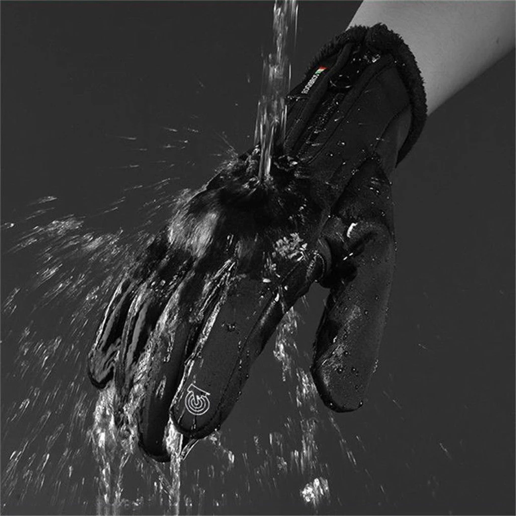 الشتاء للماء شاشة عرض خارجي اللمس قفازات النساء الرجال ريدينغ التزلج أفخم سستة قفازات