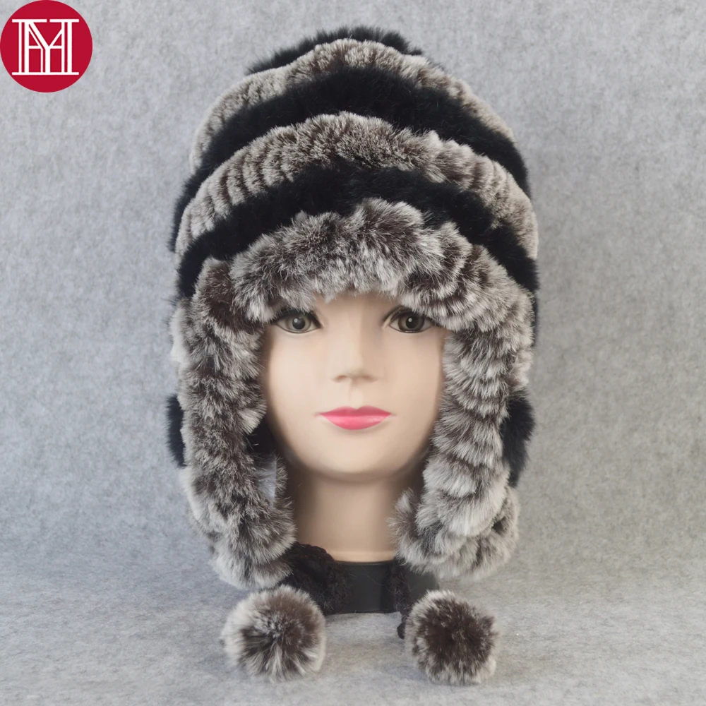 

2019 Knitted Rex Rabbit Fur Beanies Hats Winter Women Real Rex Rabbit Fur Hat Real Natural Rex Rabbit Fur Cap Wholesale Retail