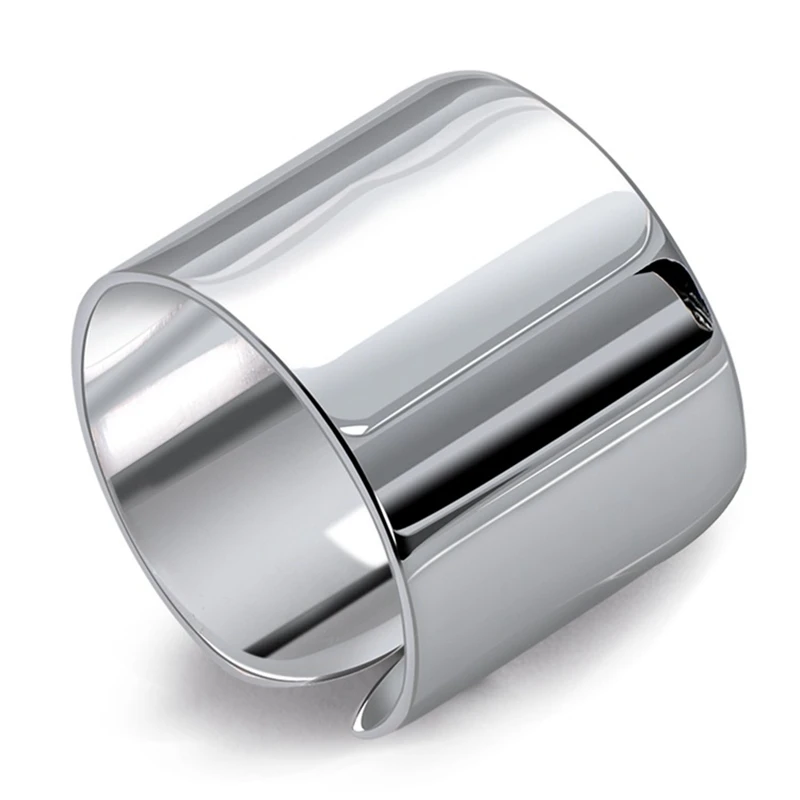 

100% Genuine 925 Sterling Smooth Silver Open Ring Men P Silver Fine Jewelry Gift 1.5cm Wide Finger Ring CH040181