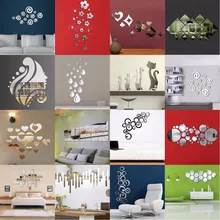 3D зеркальная Настенная Наклейка потолочная гостиная спальня акриловые настенные наклейки с росписью Современный домашний декор Геометрическая Талия сердце бабочка