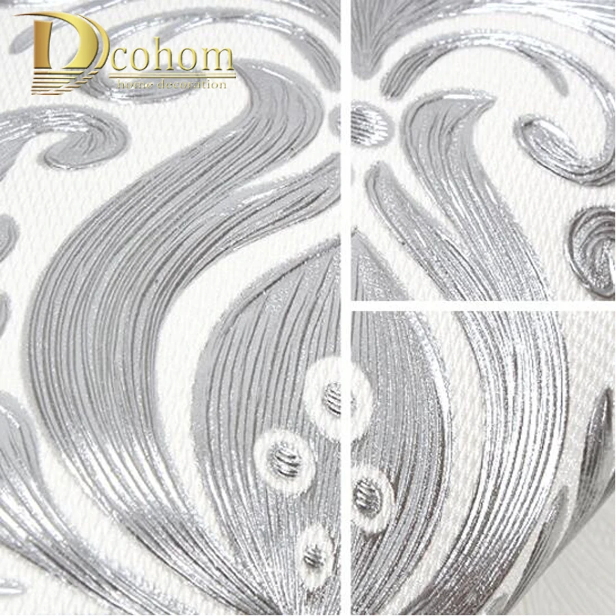 PVC Luxury European Style Embossed 3D Damask Wallpaper For Walls