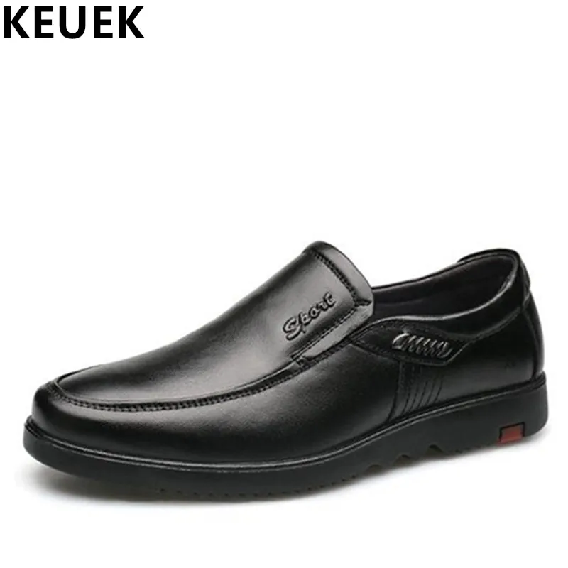

Men Casual leather shoes Non-slip Wear-resistant Genuine leather Slip-On Flats Male Loafers Luxury Vintage Dress shoes 3A