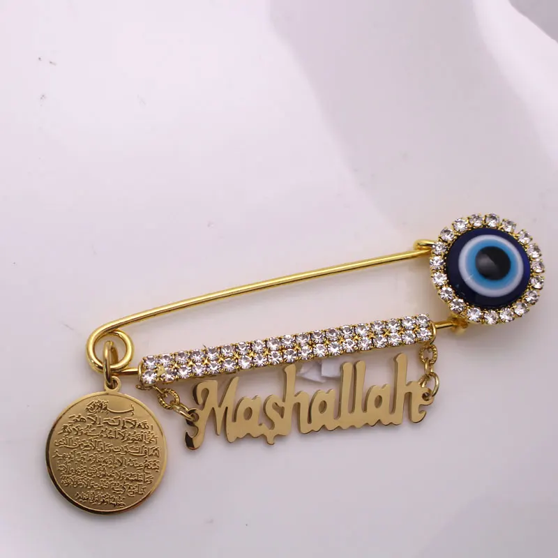 

AYATUL KURSI Mashallah Turkish evil eye Stainless steel brooch baby pin