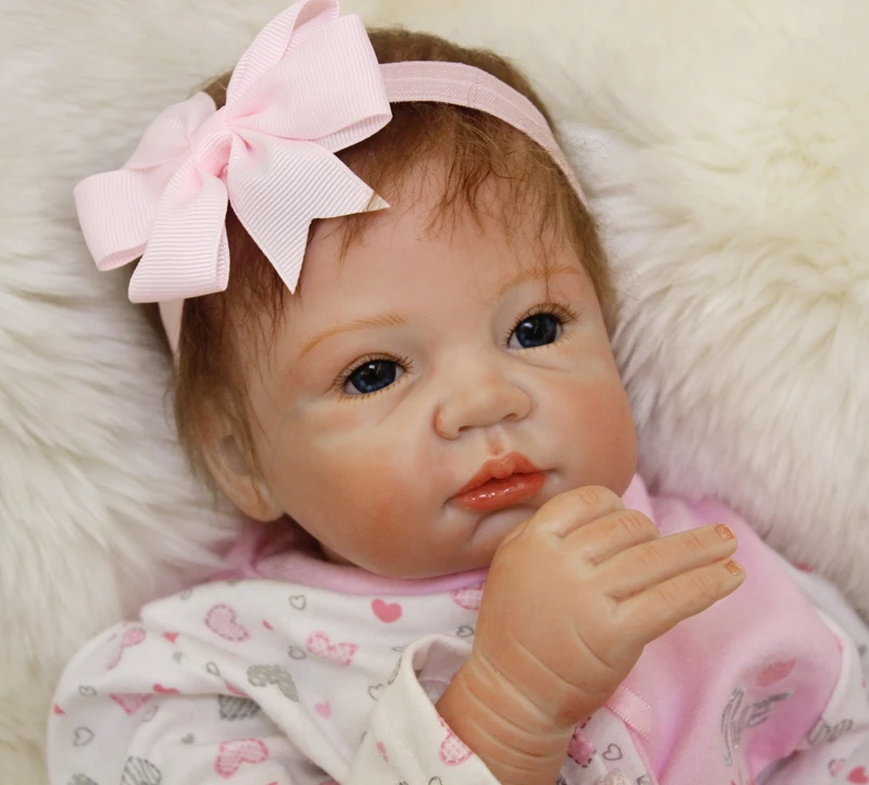 

22 inch New arrival Handmade Silicone vinyl adorable Lifelike toddler Baby Bonecas girl kid bebe doll reborn silicone